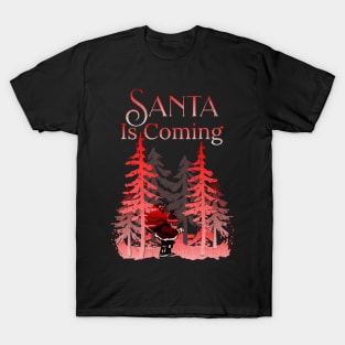 Santa Is Coming Traditional Red T-Shirt